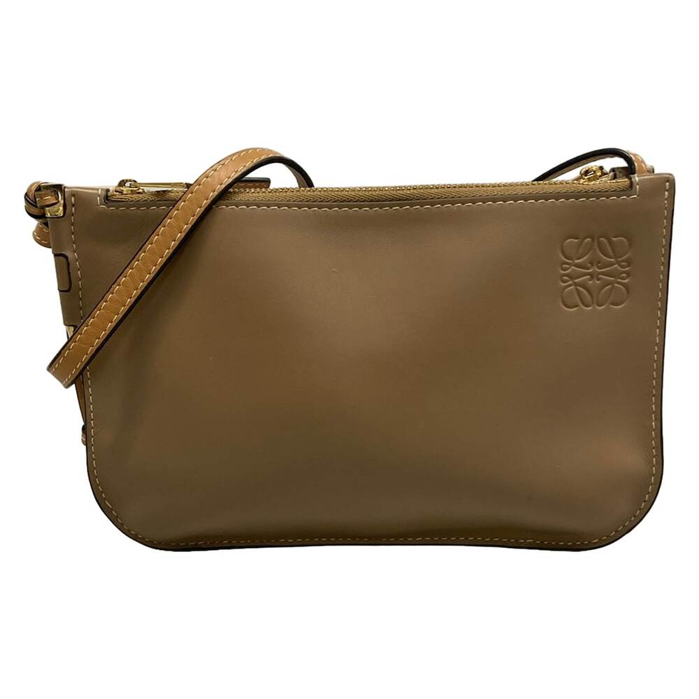Loewe Gate Double Zip Pouch Shoulder Bag Beige Brown